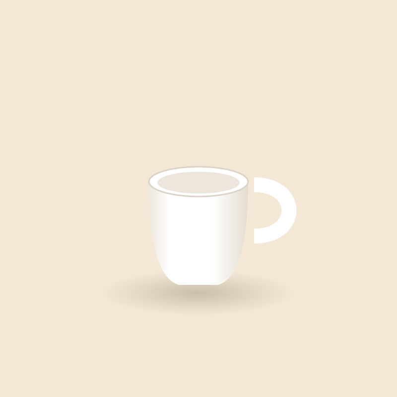 White ceramic cup, side view