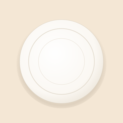 White porcelain dinner plate, top view